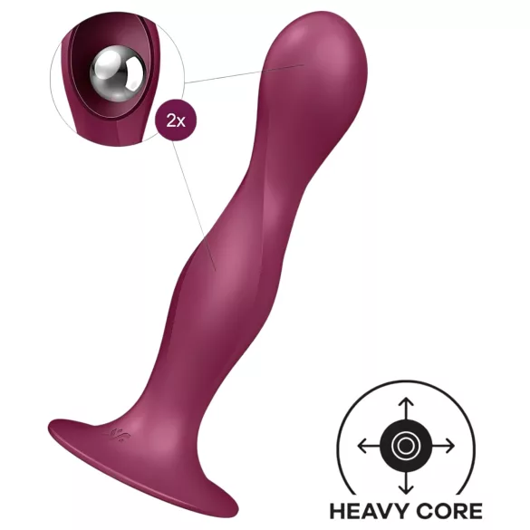 Satisfyer - dildo s přísavkou - vibrační, vážený - červená