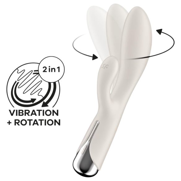 Satisfyer Spinning Rabbit 1 - rotační vibrátor s ramenem na klitoris (béžový)