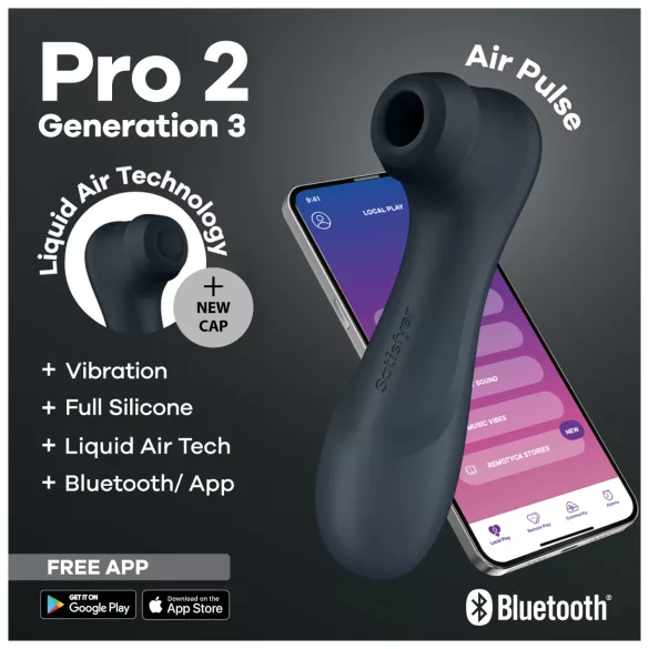 Satisfyer Pro2 Gen3 - aplikací řízený stimulátor klitorisu s tlakovými vlnami (tmavě šedá)