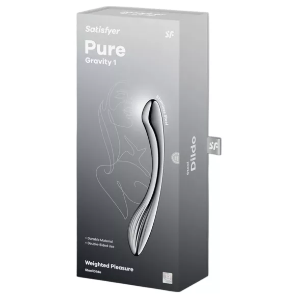 Satisfyer - ocelové dildo - drážkované - stříbrné