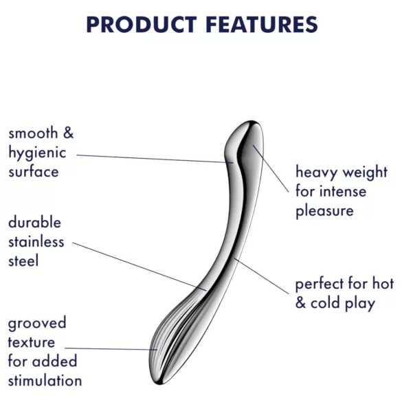 Satisfyer - ocelové dildo - drážkované - stříbrné