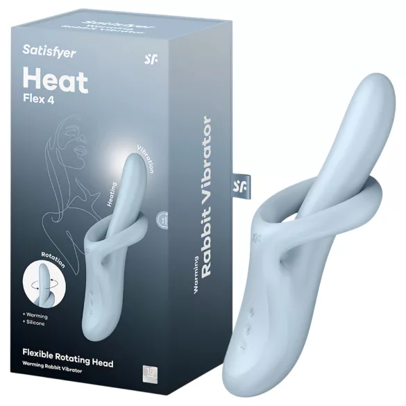 Satisfyer Heat Flex 4 - hřejivý vibrátor s raménkem na klitoris (modrý)