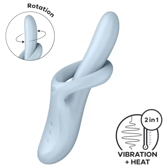 Satisfyer Heat Flex 4 - hřejivý vibrátor s raménkem na klitoris (modrý)