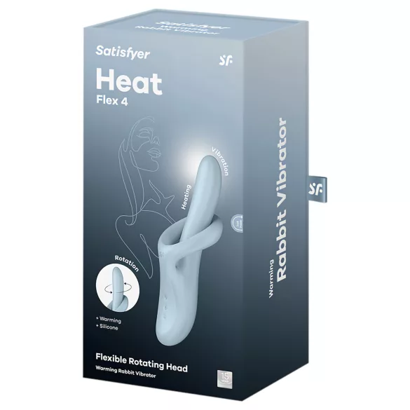 Satisfyer Heat Flex 4 - hřejivý vibrátor s raménkem na klitoris (modrý)