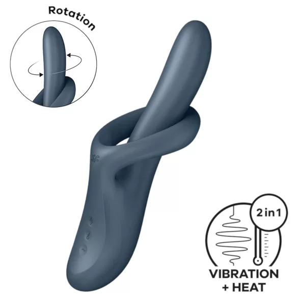 Satisfyer Heat Flex 4 - hřejivý vibrátor s raménkem na klitoris (šedý)