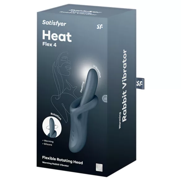 Satisfyer Heat Flex 4 - hřejivý vibrátor s raménkem na klitoris (šedý)
