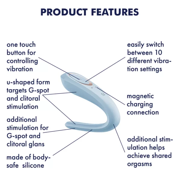 Satisfyer Double Classic - párový vibrátor (modrý)