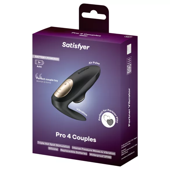 Satisfyer Pro 4 Couples - párový vibrátor s tlakovými vlnami - černý