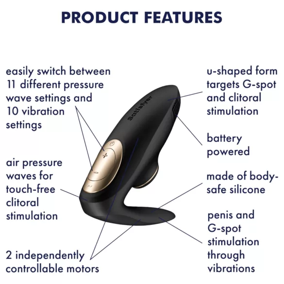Satisfyer Pro 4 Couples - párový vibrátor s tlakovými vlnami - černý