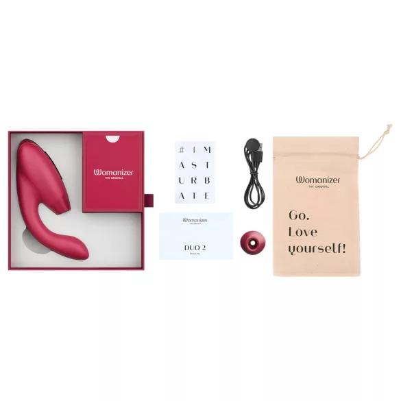Womanizer Duo 2 - vibrátor na G-bod a klitoris - 2v1 - červený