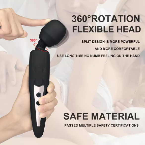 Mrow - vibrátor na masáž - vodotěsný, akumulátorový - černý