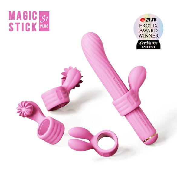 Magická hůlka - vibrátor s nástavci (růžový)