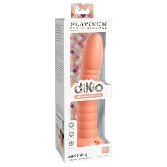 Dillio Wild Thing - vroubkované dildo (19 cm) - oranžové