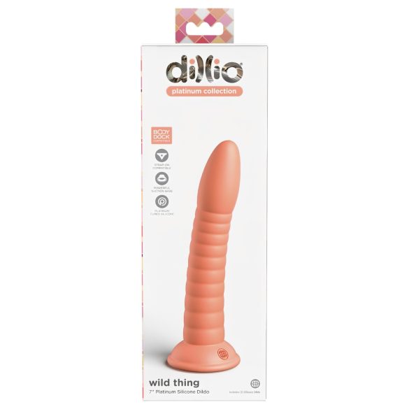 Dillio Wild Thing - vroubkované dildo (19 cm) - oranžové