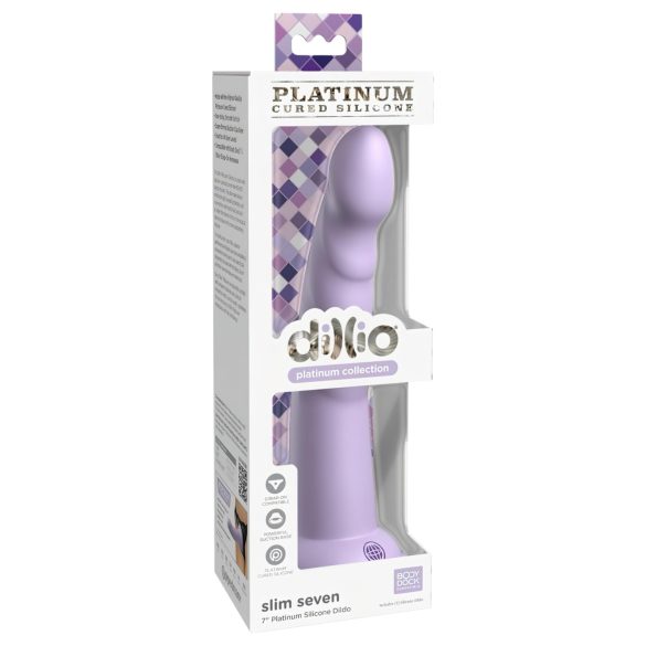 Dillio Slim Seven - přísavkové stimulující dildo (20 cm) - fialové