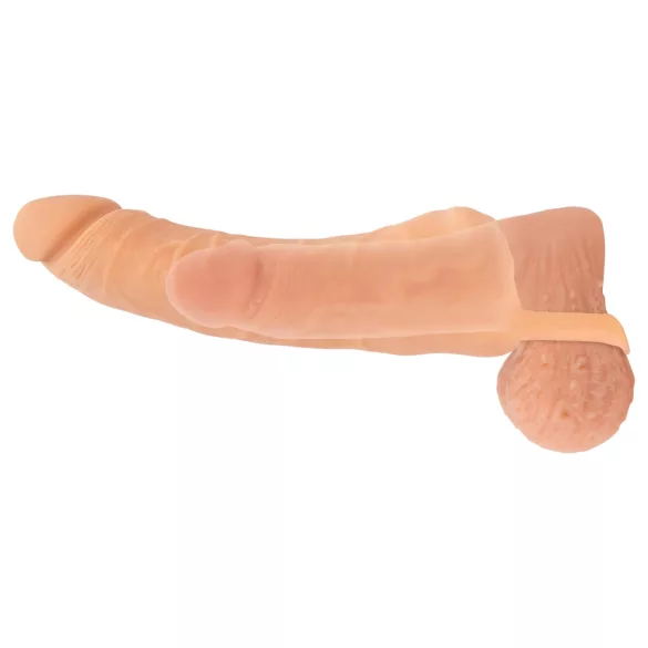 Nature Skin - masturbátor a návlek na penis 2v1 - 23 cm - tělová barva