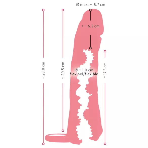 Nature Skin - masturbátor a návlek na penis 2v1 - 23 cm - tělová barva