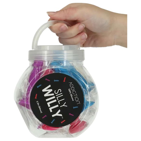 Silly Willy - přísavkový silikonový dildo - 12 ks (barevné)