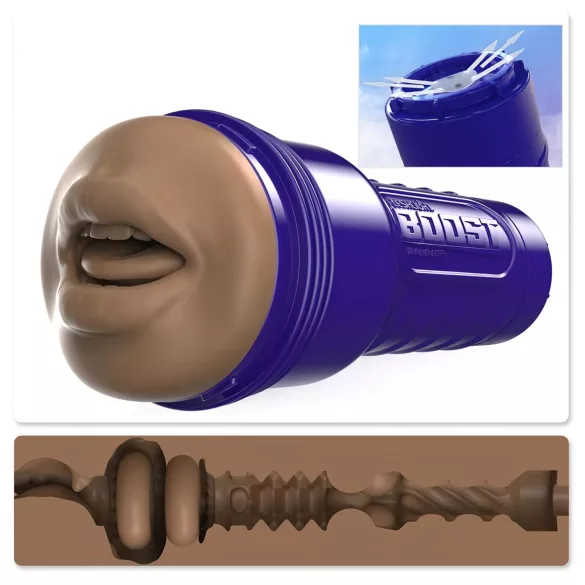 Fleshlight Boost Blow - realistický ústní masturbátor - hnědá