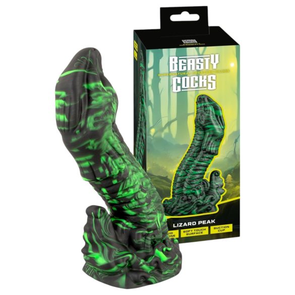 Beasty Cocks Ještěří Vršek - ještěří penis dildo (zeleno-černé)