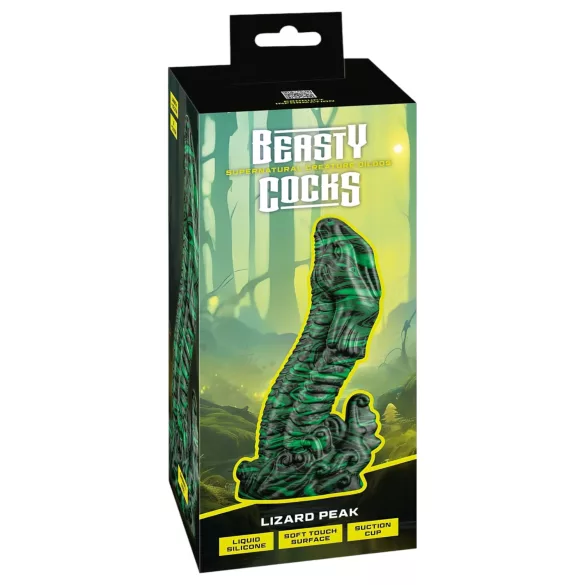 Beasty Cocks Lizard Peak - dildo ve tvaru ještěřího penisu - zeleno-černý