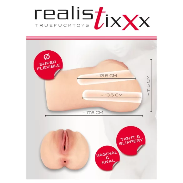Realistixxx Real Stroker - realistická vagína a anální masturbátor (tělová barva)