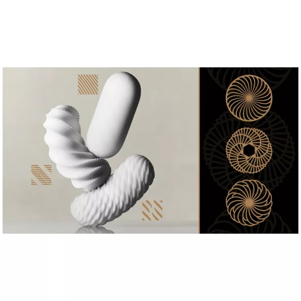 TENGA 3Dx Spiral - spirálový masturbátor se vzorem (bílý)