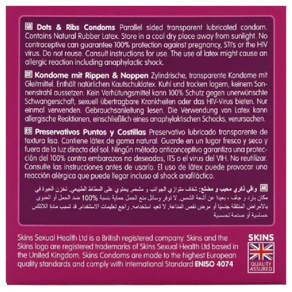 Skins - vroubkované a bodkované kondomy (4 ks)