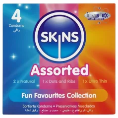   Skins - mix kondomů - vroubkované, natural, extra tenké (4 ks)
