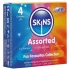 Skins - mix kondomů - vroubkované, natural, extra tenké (4 ks)