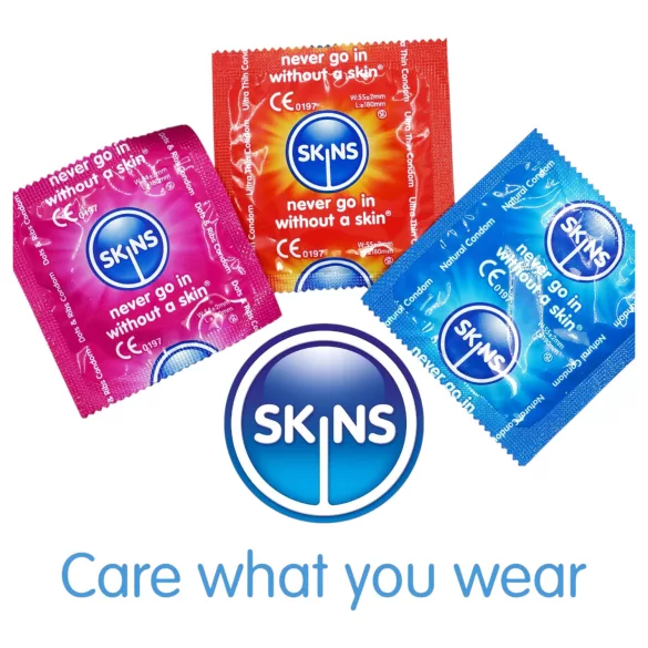 Skins - mix kondomů - vroubkované, natural, extra tenké (4 ks)