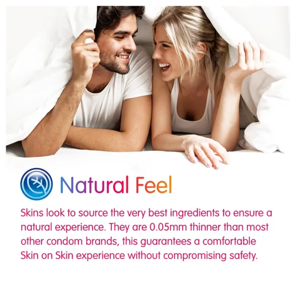 Skins - mix kondomů - vroubkované, natural, extra tenké (4 ks)