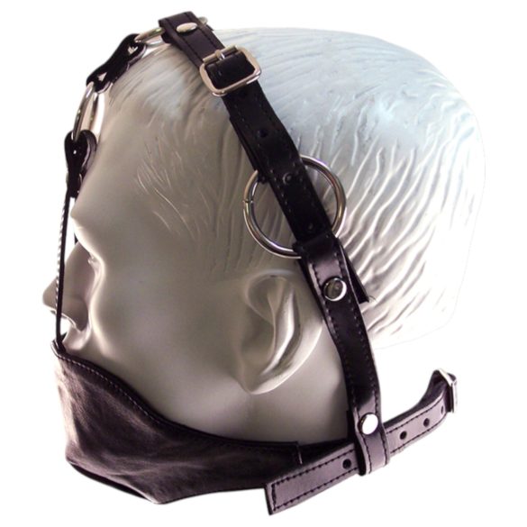 Rouge - pravá kožená maska a roubík (černý)