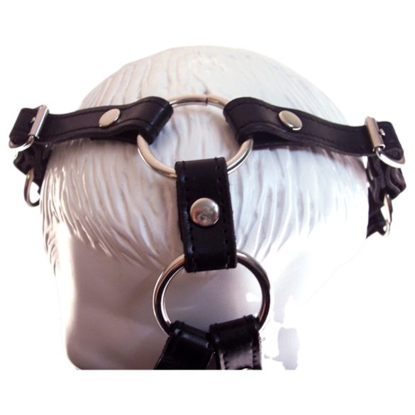 Rouge - pravá kožená maska a roubík (černý)