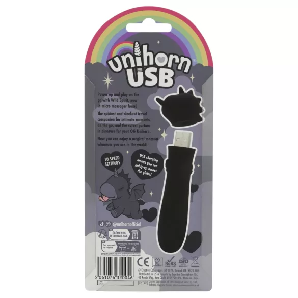 Unihorn Wild Spirit - akumulátorový mini vibrátor (černý)