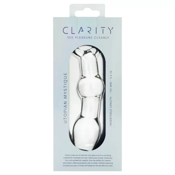 Clarity Utopian Mystique - anální dildo z rýhovaného skla (průhledné)