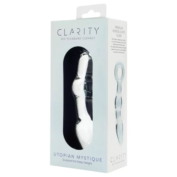 Clarity Utopian Mystique - anální dildo z rýhovaného skla (průhledné)