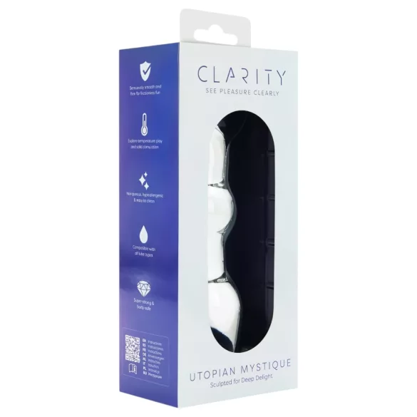 Clarity Utopian Mystique - anální dildo z rýhovaného skla (průhledné)
