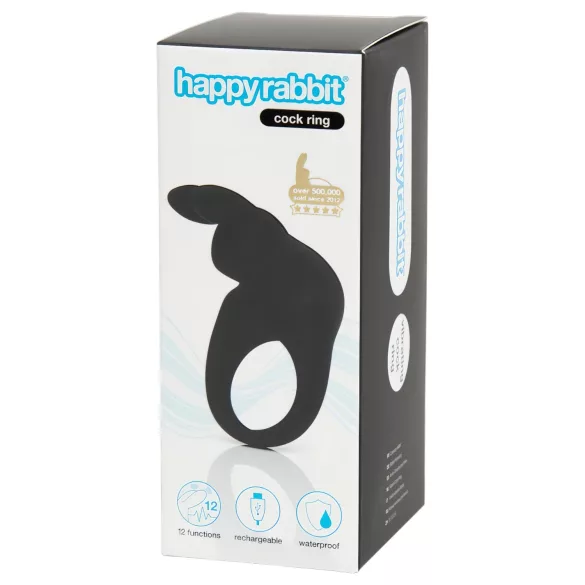 Happyrabbit - vibrační erekční kroužek - dobíjecí - černý