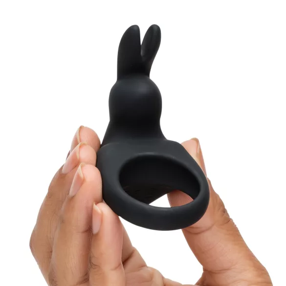 Happyrabbit - vibrační erekční kroužek - dobíjecí - černý