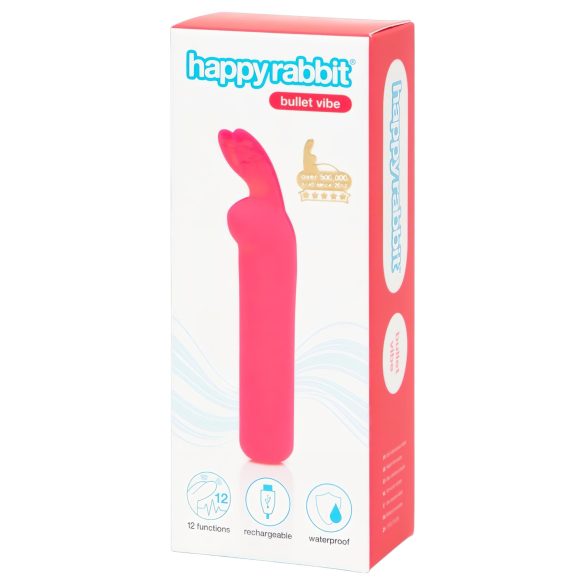 Happyrabbit Bullet - nabíjecí zaječí vibrační tyčinka (růžová)