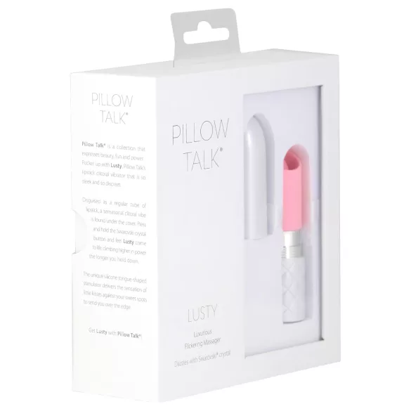 Pillow Talk Lusty - akumulátorový, jazýčkový tyčový vibrátor (bílý-růžový)
