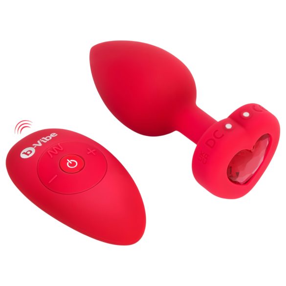 b-vibe heart - nabíjecí, rádiově řízený anální vibrátor (červený)