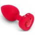 b-vibe srdce - nabíjecí anální vibrátor s dálkovým ovládáním (červený)