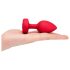 b-vibe srdce - nabíjecí anální vibrátor s dálkovým ovládáním (červený)