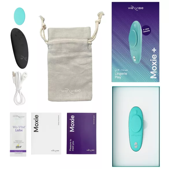 We-Vibe Moxie+ - nositelný klitoriální vibrátor s aplikací a dálkovým ovládáním (tyrkysový)