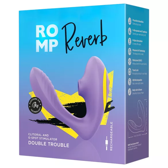 ROMP Reverb - vlnitý 2v1 vibrátor na bod G (fialový)