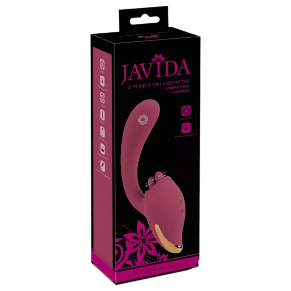 Javida - vibrátor s jazýčkem 2v1 - červený