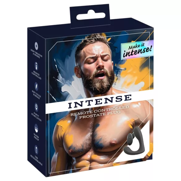 Intense - vibrační masáž prostaty s dálkovým ovládáním (černá)