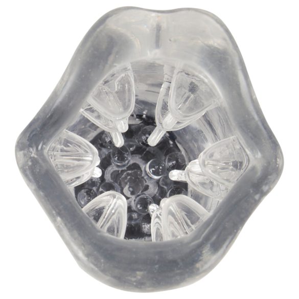 Stroker - vibrační rotační masturbátor - průhledný